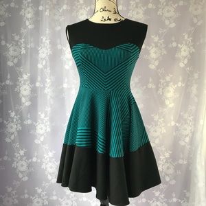 Anthropology Eva Franco Teal & Black Swing Dress
